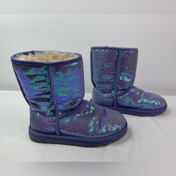 UGG Classic Short Purple Sequin Suede Boots Size 5 - Picture 2 of 10
